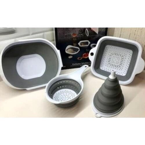 SRO Kitchen Folding Kitchen Set 4 Pieces Funnel Strainer BPA Free Silicone Home Food