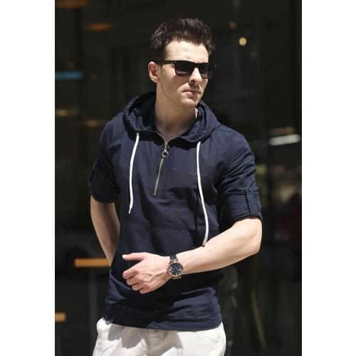 Sorte 1098 Slim Fit Hooded Linen Shirt