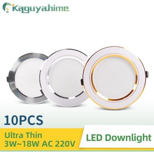 K-RU LED Downlight Spot 10Pcs/lot 3W 5W 9W 12W 15W 18W AC 220V 240V White Ultra Thin Aluminum Round Recessed LED Spot Lighting