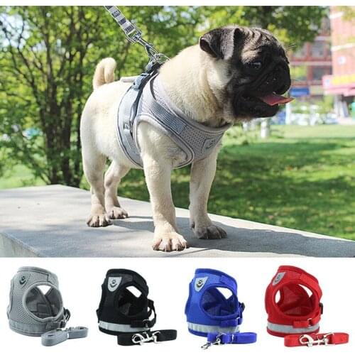 Reflective Cat Dog Harness Leash Set Breathable Adjustable Mesh Harnesses Vest Puppy Chest Strap Outdoor Walking Pets Supplies