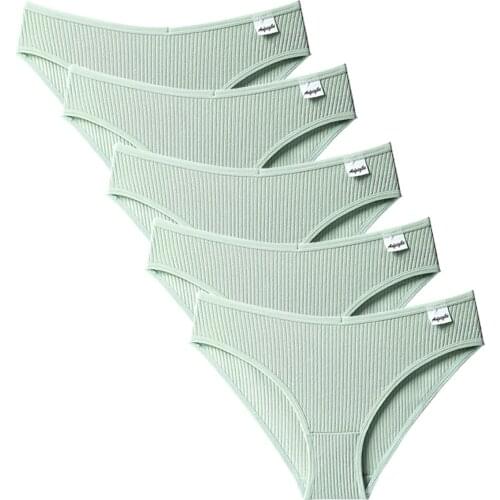 5 Pcs Womens Panties Sexy Cotton Simple Elegant Female Underwear Bikini Thongs Breathable Elastic Comfortable Ladies Knickers