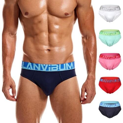 3PCS Mensboxer Briefs Underwear Solid Panties U Convex Pouch Underpants Lingerie Soft Breathable Under Wear Bikini Multicolor