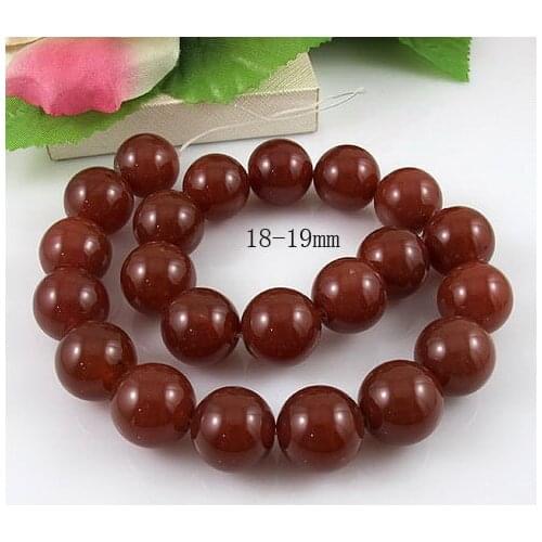 Unique Pearls jewellery Store,Red Jades Loose Beads,Big Size 18mm Round Shaper DIY Jewellery