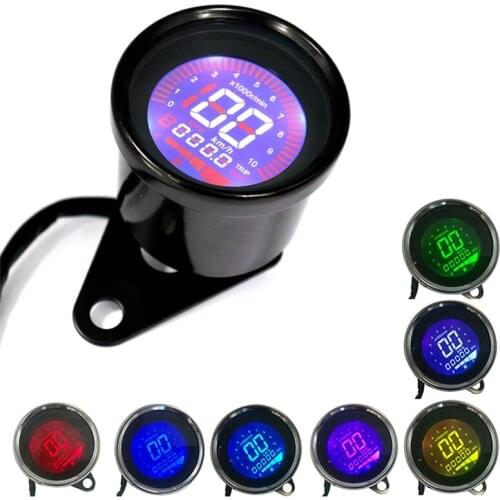 Universal 12V Durable Long Lifespan Fashion Motorcycle Speedometer Backlight LCD Digital Tachometer Odometer Colorful#290589