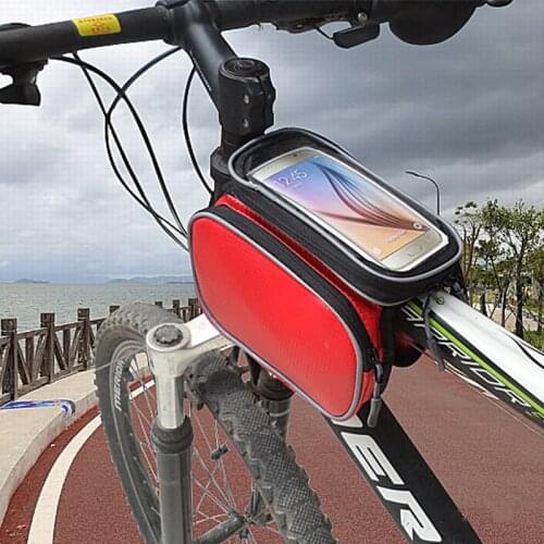 Bicycle Accessories Mountain Bike Phone Bag Pu Touch Screen Beam Bag High-End Bicycle Front Mountain Phone Holder Bike Bag