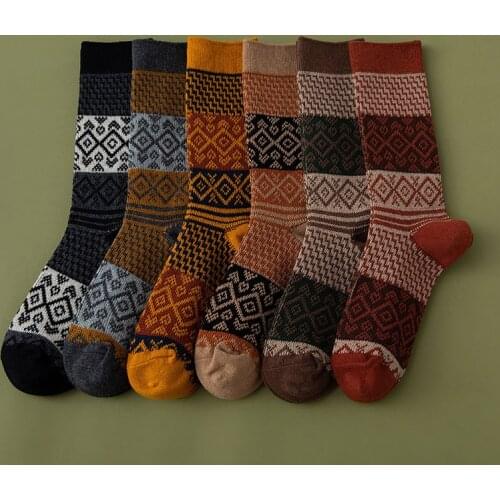 Retro National Style Knit Socks Women Cotton Cozy Breathable Autumn Winter Socks Japanese Harajuku Funky Casual Street Tide Sock