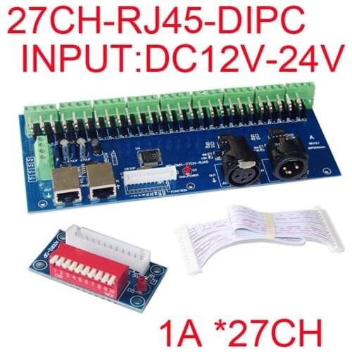 WS-DMX-27CH-RJ45-DIPC DMX512 Controller 27-channel Decoder DC12V-24V 27A