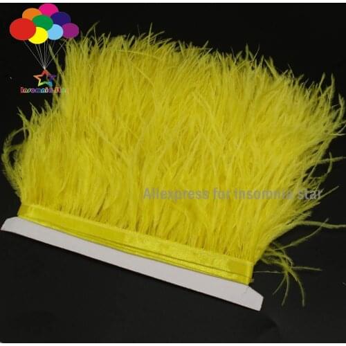 Yellow fluffy beautiful ostrich feather trim with DIY dress wedding accessorie Decoration