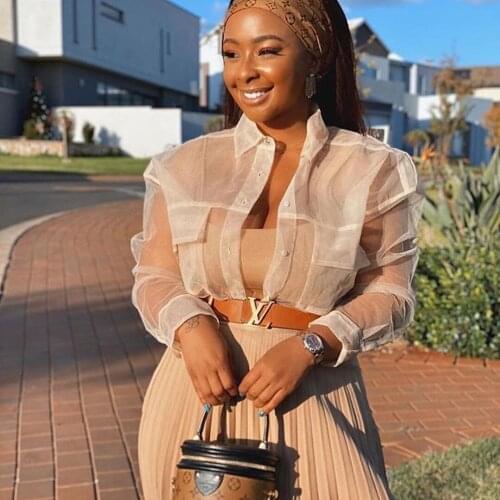 Spring Women See Through Long Sleeve Shirt Tops Blouses Outwear Long Sleeve Shirt Tops Streetwear