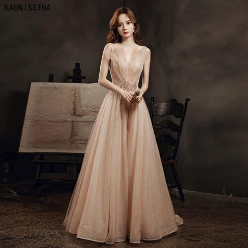 Prom Dresses 2021 Banquet Party Formal Dress with Tail Women Elegant A-Line Vestido Sequined Appliques Prom Gown Cusutmized Size