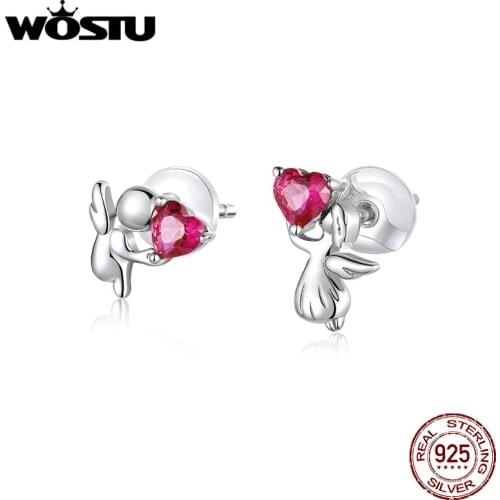 WOSTU 925 sterling silver Mothers Day jewelry Gift Stud Earrings for Women Silver Small Earrings Sterling-silver-jewelry