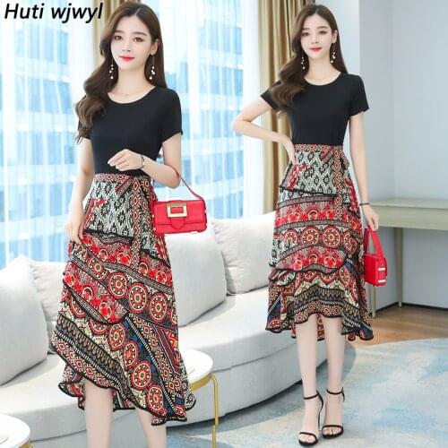 Summer New Elegant Chiffon Beach Vacation Midi Dress 2021 Casual Vintage Print Boho Sundress Women Bodycon Party Runway Vestidos