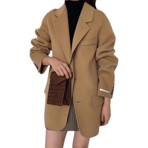 WSYORE Autumn and Winter Korean Style Women Double-sided Cashmere Coat Female Student Loose Casual Retro Wild Wool Jacket NS2861