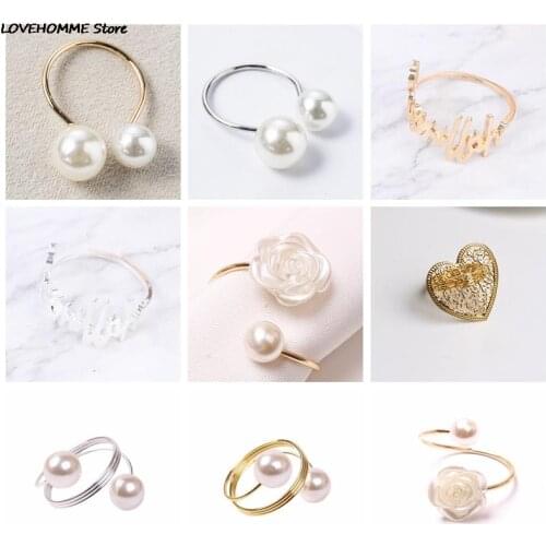 1Pcs Napkin Rings Buckle Imitation Pearl Rings For Dinner Parties Birthdays Weddings Family Gatherings Table Decor Napkin Holder