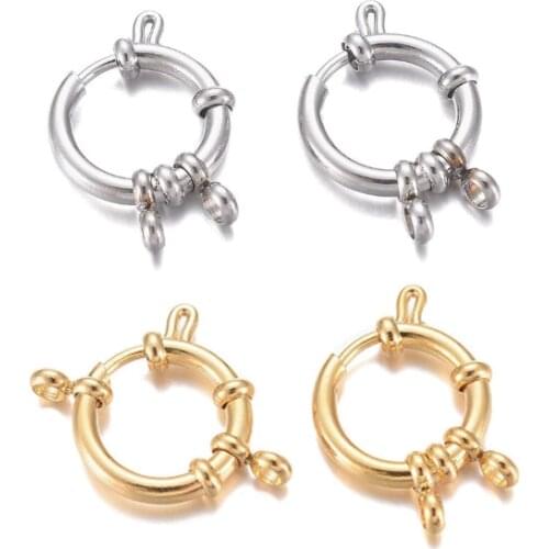 10Pcs 304 Stainless Steel 24K Gold Plated Golden Stainless Steel Color Spring Ring Clasps For Jewelry Making