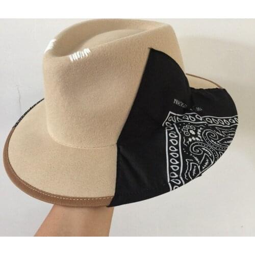 202008-naonao-Britain Silk scarf Geometric elements wool fedoras cap men women leisure holiday panamd jazzhat