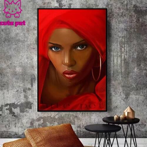 3d round square diamond Red scarf for African Women embroidery Diy full diamond painting stitch cross mosaic picture