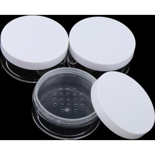 3x Empty Loose Powder Container Compact Powder Puff Case Blusher Makeup Jars