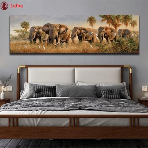 5d diy Diamond Painting African Elephants Animals diamond Embroidery full round Mosaic Diamond cross stitch home decor