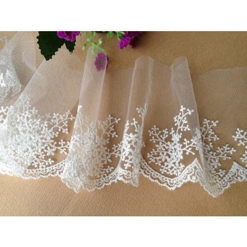 White Embroidery Lace, Snowflake Trim, Bridal Lace, Wedding Lace Trim