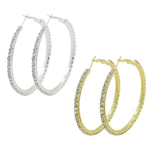 Bluelans Womens 1 Pair Fashion Crystal Earrings Rhinestone Hoop Circle Dangle Jewelry