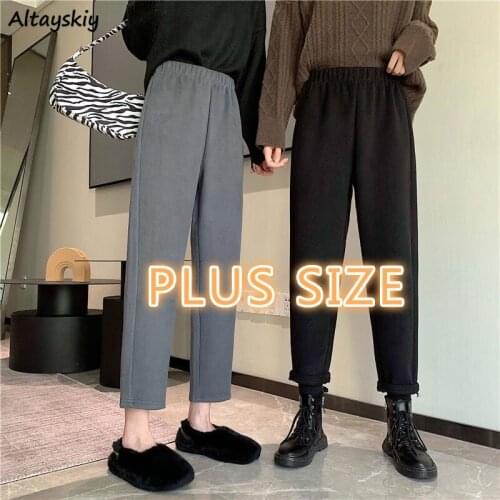 Harem Pant Women Friends Thicker High Waist Elastic Loose Ankle-length 6XL Plus Size Korean Style Trendy Tapered Solid All-match
