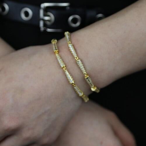 Micro Pave Cubic Zirconia 5A CZ Spike Rivet Charm Link Chain Rock Punk Women Ice Bracelet Necklace Set