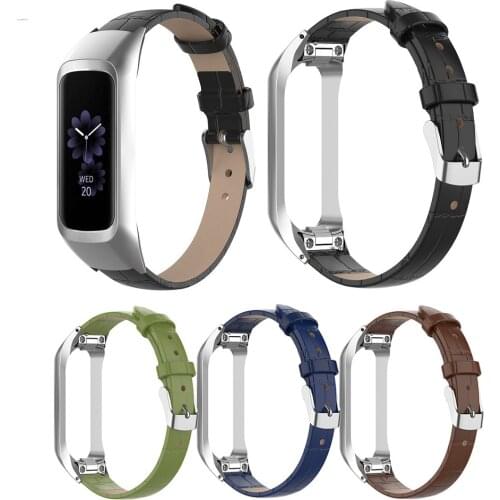 Genuine Leather Watch Band Strap with Case Cover for Samsung Galaxy Fit E SM-R375 Leather Replacement Wristband Bracelet Belt