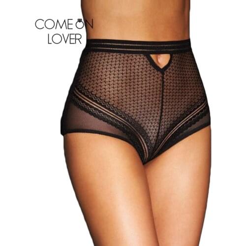 Comeonlover Seamless Briefs Women High Waist Sexy Lingerie for Women Panties Black See Through Underwear Thong PE5154