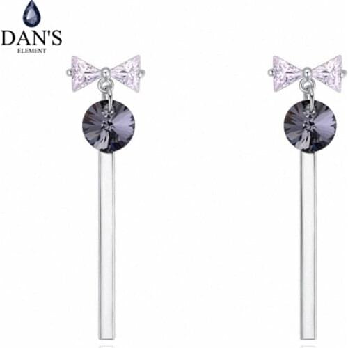 DANS Element Brand Real Austrian Crystals Fashion Heart trendy Dangle Earrings For Women Gift White Gold Color #131525