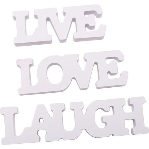 LAUGH LIVE LOVE Wooden Bedroom Decoration Word Ornaments for Home Cafe Bar