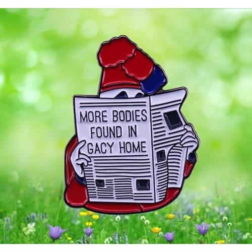 John Wayne Gacy the Killer Clown Pogo the Clown enamel pin Murderer Halloween Serial Killer Scary Costume Newspaper brooch