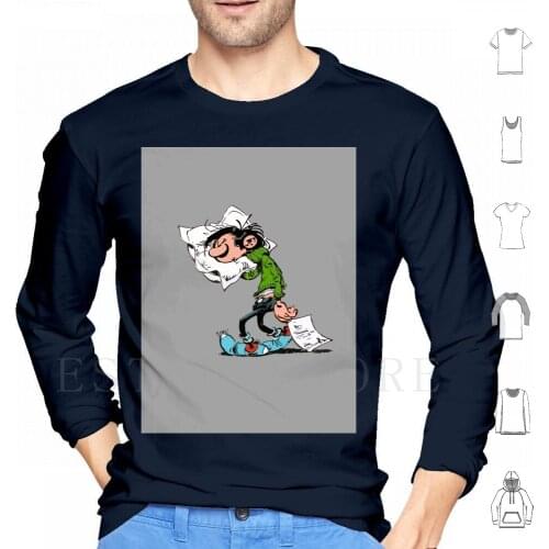 Gaston Lagaffe With Pillow-Grey Hoodies Long Sleeve Gaston Guus Lagaffe Flater Guust Veronica Magazine Gids Guide Tv