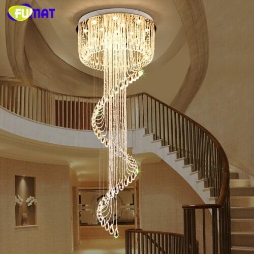 FUMAT K9 Crystal Chandeliers Large Crystal Light For Living Room Modern Brief European Spiral K9 Crystal Led Lustre Decor Lamps