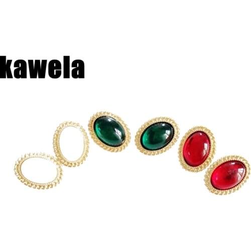 Sweet Oval Cute Green Red White Pearl Clip Earring