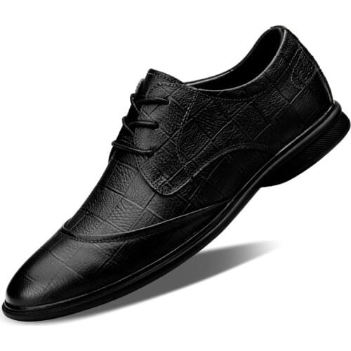 B49 New Mens Leather Shoes Head Layer Cowhide Business Casual Comfortable Fashion Leather Shoes Low Top Mens Shoes Round Toe