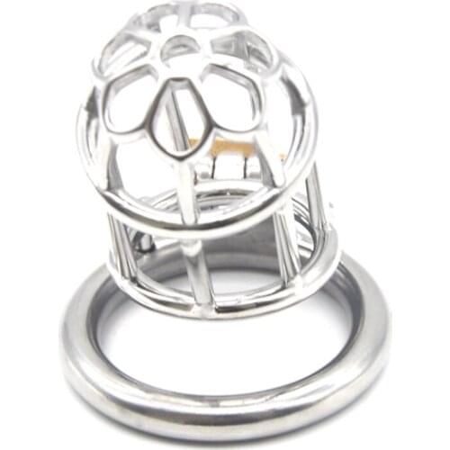 Male Chastity Device Stainless Steel Plum Blossom Head Male Chastity Cage Bondage Round Sex Ring Adult Game for Men G7-247C