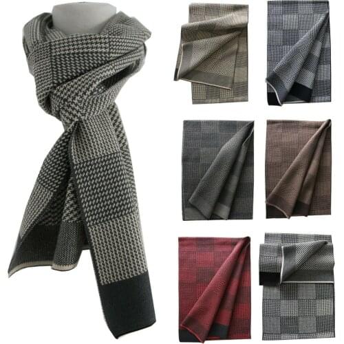 Mens Thick Scarf Checkerboard Stretch Winter Square Pattern