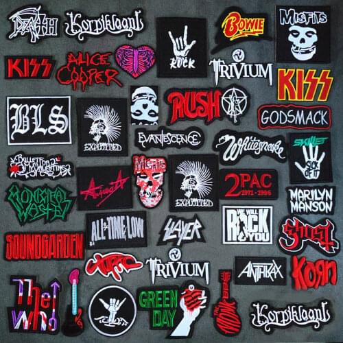 ROCK BAND Iron On Patches Cloth Mend Decorate Clothes Apparel Sewing Decoration Applique Badges Heavy Metal MUSIC