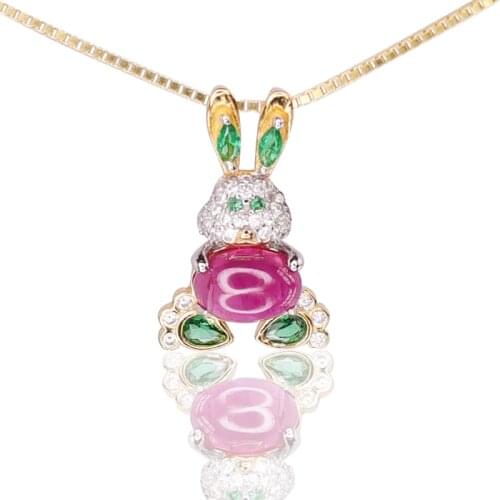 Natural gemstones Ruby Ellipse Little rabbit Pendants,Clean and fresh,Elegant and generous Jewelry Pendants fashion trend 2021