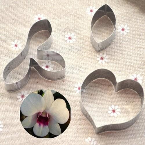 2016 Stainless Steel Heart Dendrobium Flower Petals Cookie Cutter Cake Decorating Tools Fondant Mould Kitchen Accessories SA338