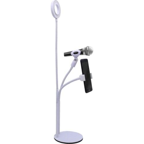 Foods Merchandise Shooting Selfie Ring Fill Light Lamp w/Phone Clip & Mic Holder Stand for Makeup Live Stream Broadcast Lighting