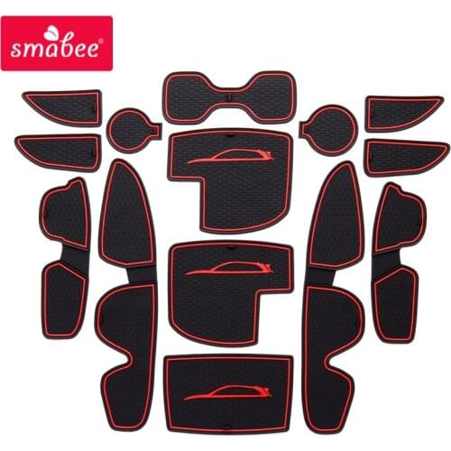 Smabee Anti-Slip Gate Slot Cup Mat For Hyundai I30 I30 N 2017-2018 Accessories Rubber Coaster Door Groove Non-slip Pad