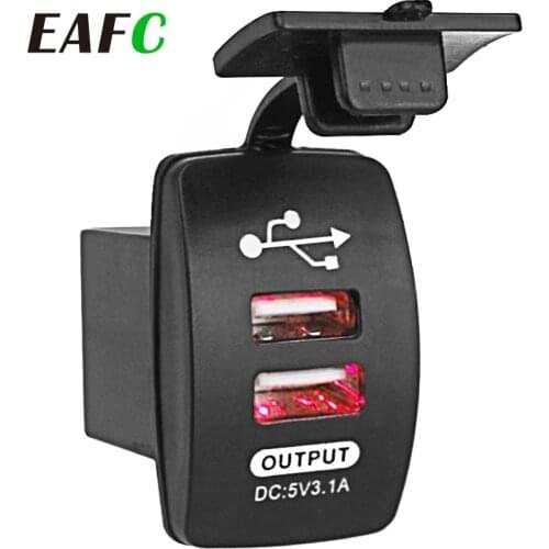 12V-24V Mini Micro Dual USB Plug Car Motorcycle Cigarette Lighter Socket 5V 3.1A Car Charger with Waterproof Panel