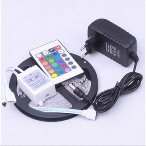 RGB LED Strip Light 2835 SMD 60Leds/m 5M Flexible LED Light RGB Led tape DC 12V 2A Power Adapter IR Remote Controller Changeable