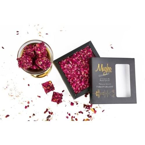 Luxury Rose Petal Coated Turkish Delight with Pistachio