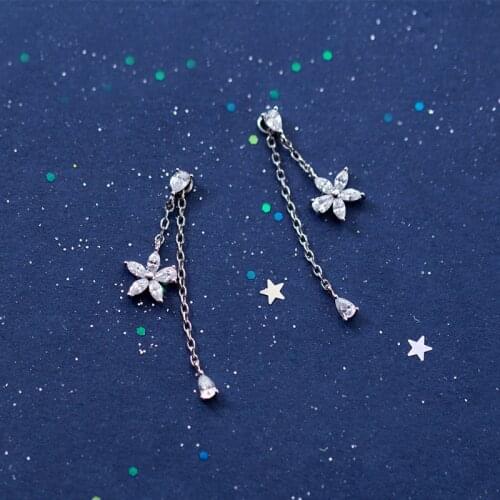 MloveAcc New Flower Leaf CZ Zircon Stud Earrings Jewelry Real Pure 925 Sterling Silver Luxury Earrings for Women Dress