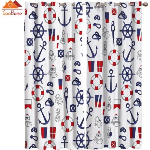 Nautical Motif Window Curtains Living Room Outdoor Fabric Drapes Curtain Home Decor