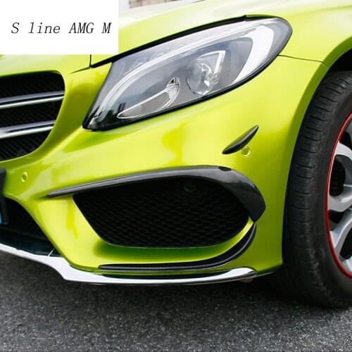 Car styling fog lamps grille slats auto fog lights covers Stickers decoration strips for Mercedes Benz C Class W205 Accessories
