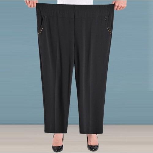 Super Elastic Casual Straight Pants Plus Size 8XL Mom Pants Spring Summer Thin Loose Stretch Trousers Mother Ankle-Length Pants
